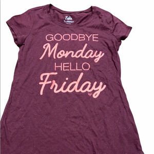Justice girls size 14 goodbye Monday hello Friday graphic T-shirt